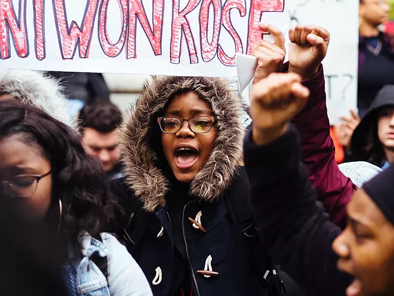 Students at the Downtown march for Antwon Rose - CP PHOTO: JARED MURPHY