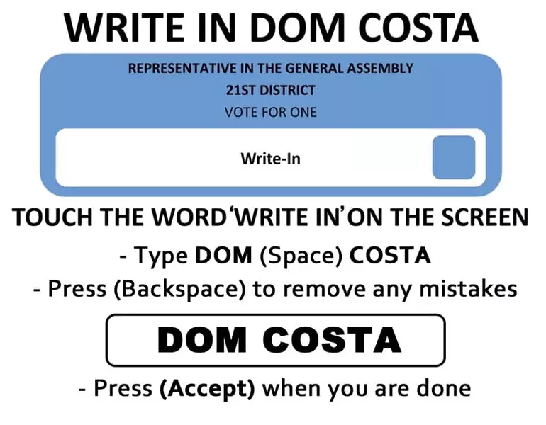 POST FROM WRITE IN: DOM COSTA FACEBOOK GROUP