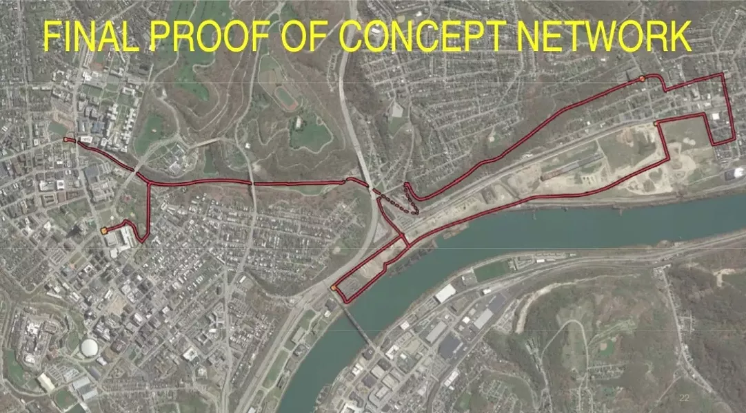 Proposed route of Mon-Oakland Connector - SCREENSHOT FROM MON-OAKLANDMOBILITY.COM