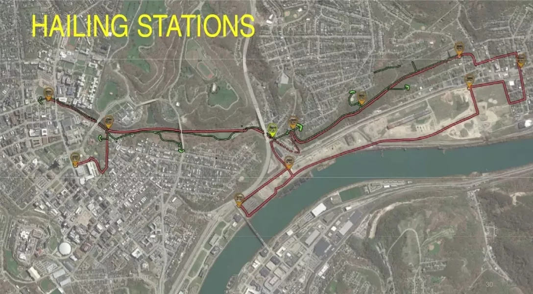 Proposed route with hailing stations - SCREENSHOT FROM MON-OAKLANDMOBILITY.COM