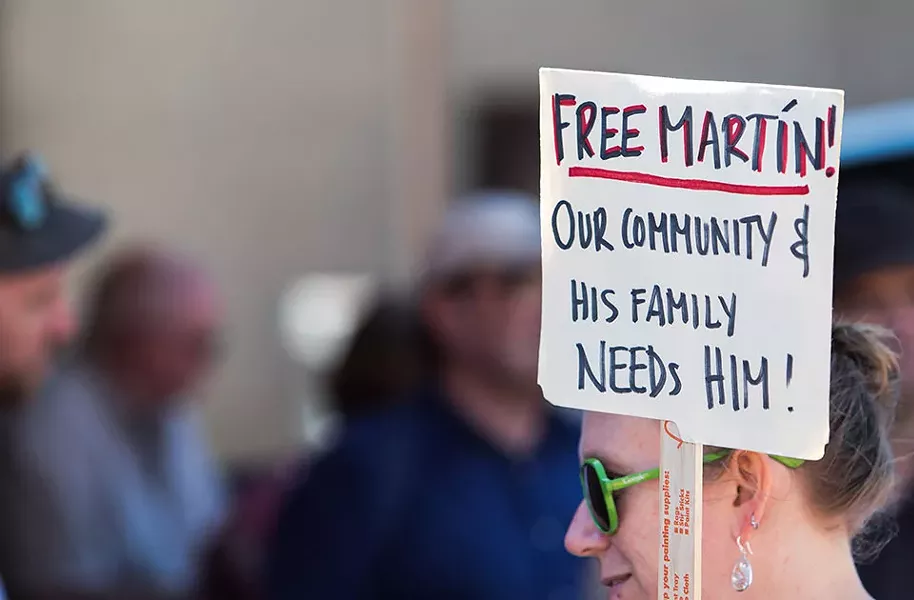 A sign of support at the Sept. 25 rally for Martín in Beechview - CP PHOTO BY LUKE THOR TRAVIS