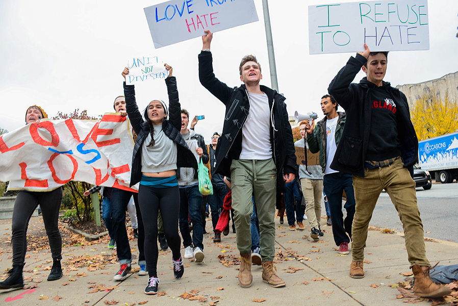 CMU drama students protest Trump's victory on Wed., Nov. 9 - CP PHOTO BY STEPHEN CARUSO
