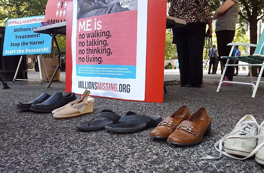 Shoes representing those housebound by ME/CFS - CP PHOTO BY REBECCA ADDISON
