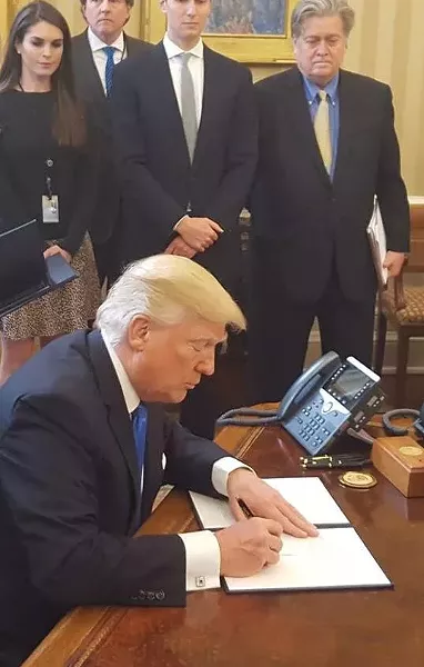 Does Steve Bannon (far right) have too much influence over the president? - WHITE HOUSE PHOTO