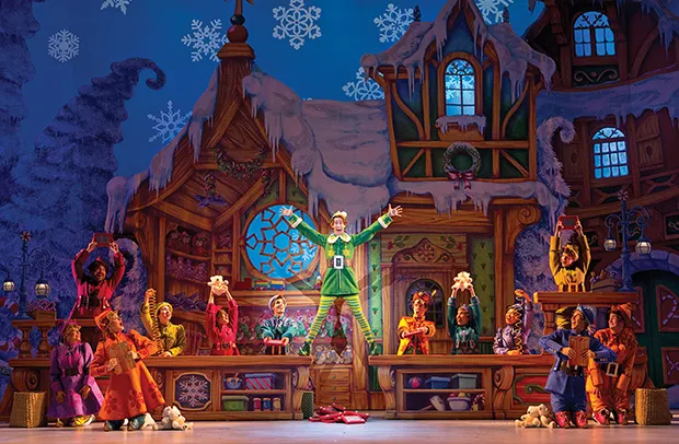 Matt Kopec as Buddy with the cast of Elf the Musical - JOAN MARCUS