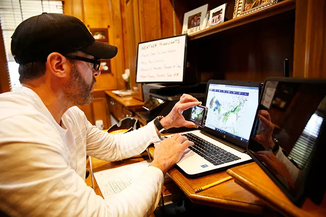 Jeff Verszyla delivering his forecast via Facebook Live. - CP PHOTO: JARED WICKERHAM
