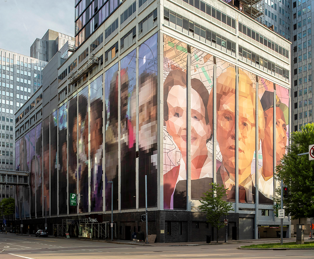 Andy Warhol Roberto Clemente And Others Tower Over Downtown For