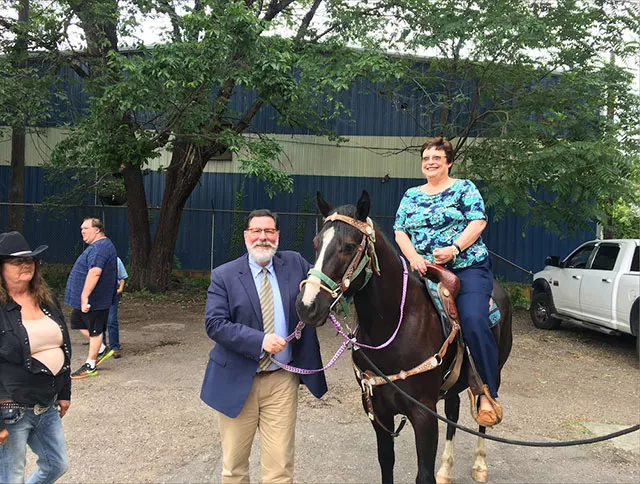 Bill Peduto and Darlene Harris at the groundbreaking ceremony for Allegheny Stables - PHOTO: JAMES HILL