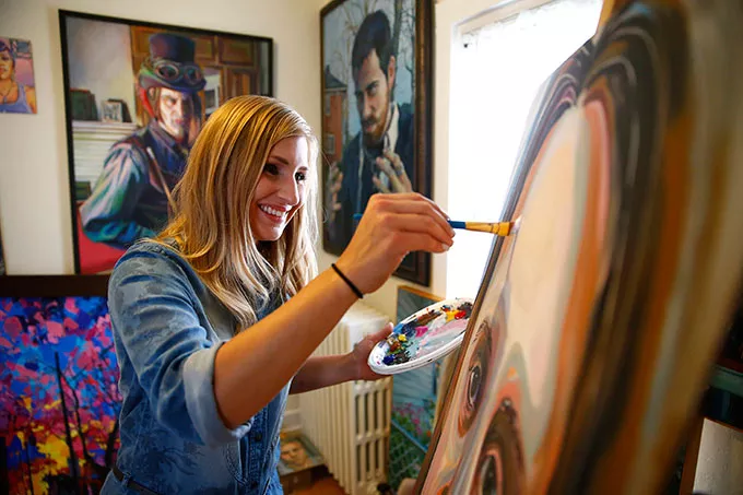 Rachel Dawn Renaudin at work in her home studio. - CP PHOTO: JARED WICKERHAM