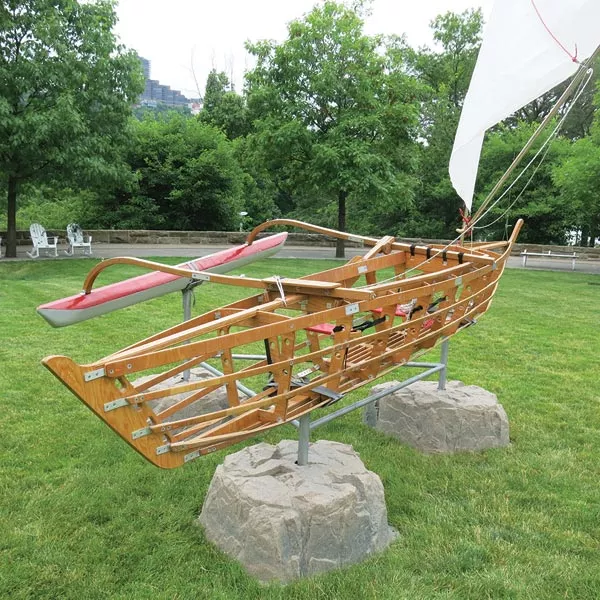 Michael Arcega's outrigger canoe "Baby: Corps of Rediscovery" - PHOTO BY BILL O'DRISCOLL