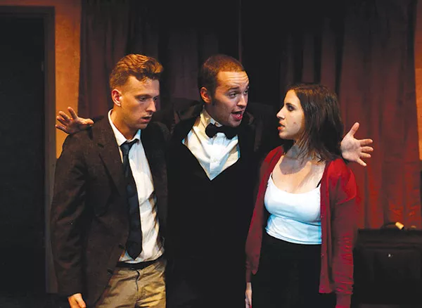 From left: Karter Schachner, Derrick Shane and Katie Trupiano in Throughline’s Games of the Mind - PHOTO COURTESY OF RICK MOORE/THROUGHLINE THEATRE