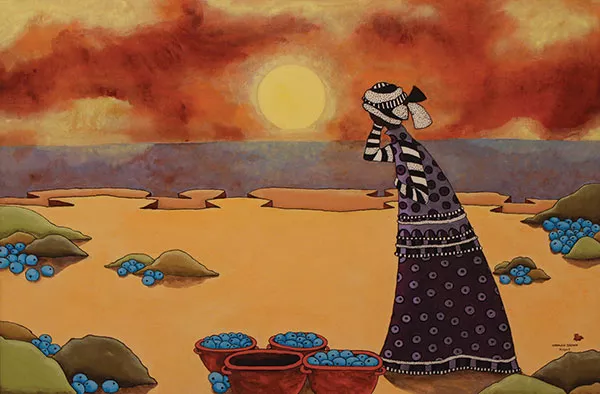 “Collecting Blue Spheres,” a painting by Norman Brown