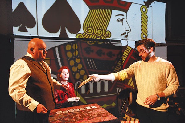 From left, Kevin Glavin, Katy Williams and Ian McEuen in Quantum’s The Man Who Mistook His Wife for a Hat