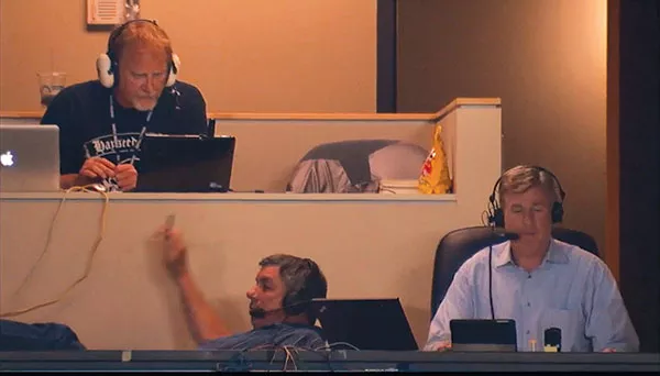 Bob Walk falling out of his chair - SCREENSHOT FROM PITTSBURGH.PIRATES.MLB.COM