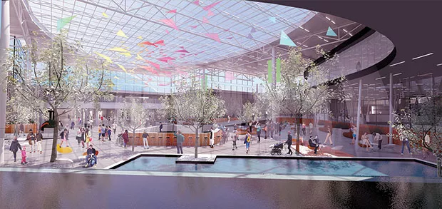 Atrium as seen from security-checkpoint area - IMAGE COURTESY OF ALLEGHENY COUNTY AIRPORT AUTHORITY