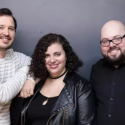 Brian Cottington and John and Elaine Wooliscroft of The Cinema Psychos