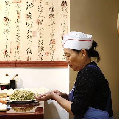 In the kitchen with Guoqing Wu at Northeastern Kitchen