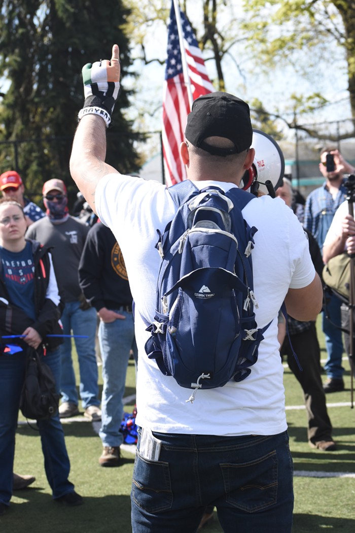 Patriot Prayers Joey Gibson, who organized the event