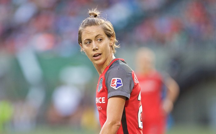 Meghan Klingenberg quietly challenging the ref on her distance from the ball on every single free kick.