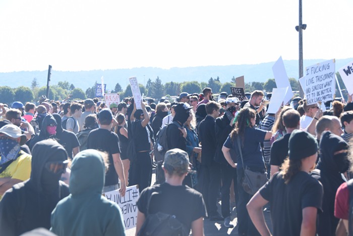 Protesters also made the trip north