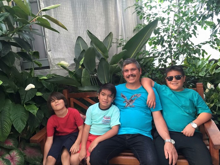 LuĂs Salazar-Campaña with sons Isaac, 8; Maximiliano, 9; and Alexander, 13. LuĂs Salazar-Campaña with sons Isaac, 8; Maximiliano, 9; and Alexander, 13.