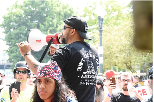 Patriot Prayers Joey Gibson at one his dumb Portland rallies in August Patriot Prayers Joey Gibson at one his dumb Portland rallies in August