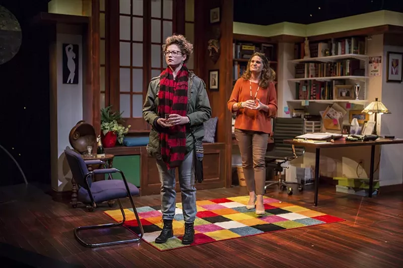Rachel (Sophia Brown) and Zelda (Amy Loui) begin each of their meetings off-balance, and then push each other until one topples over. - ERIC WOOLSEY