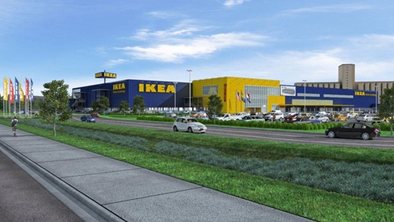 This is what St. Louis' IKEA store will look like. Construction is starting on those bright blue walls now. - IKEA