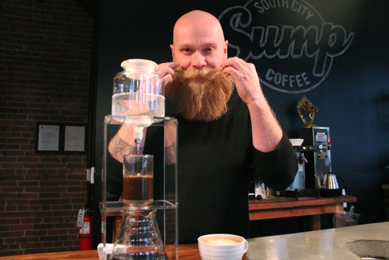 Scott Carey, the man behind the plan at Sump Coffee, with a Kyoto drip brewer. - MABEL SUEN