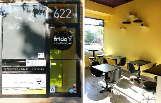The friendly exterior of Frida's Deli and the restaurant's sunny, charming interior. - LIZ MILLER