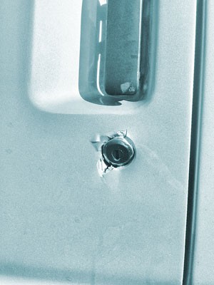Thieves punch the locks to gain access to the vehicles, as with the Districts' van which was hit in October, shown here. - COURTESY OF THE DISTRICTS