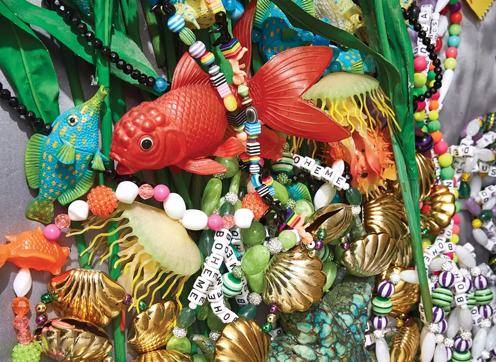Beads that Auntie M created for the Coney Island Mermaid Parade intertwine - with ones he made for New Orleans' Boheme Parade. - THEO WELLING