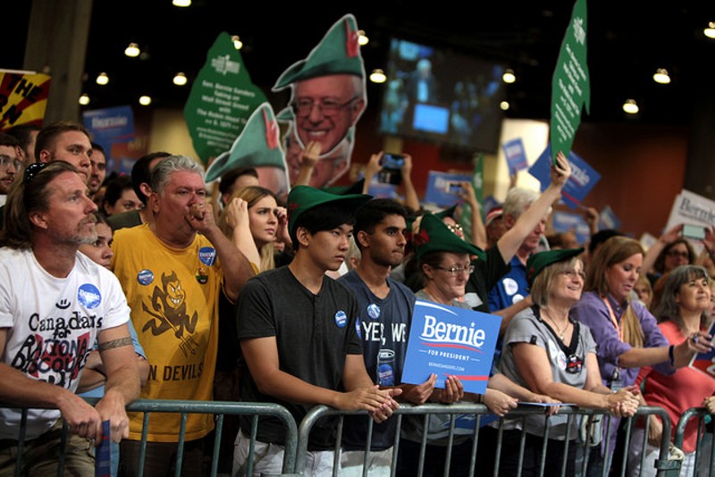 Bernie Sanders supporters cheer their candidate in Phoenix. - PHOTO COURTESY OF FLICKR/GAGE SKIDMORE