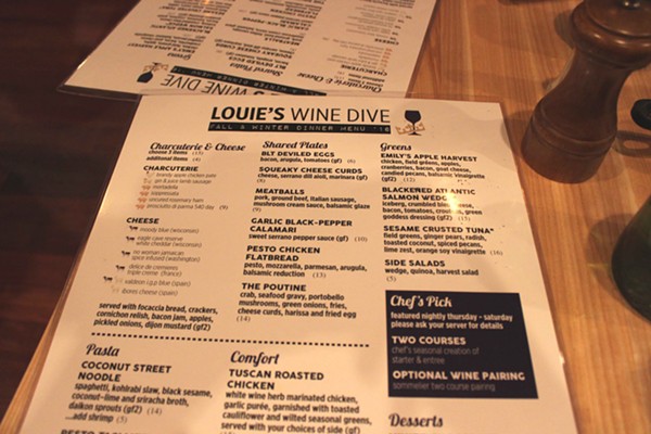 Louie's menu was recently updated for fall. - PHOTO BY LAUREN MILFORD