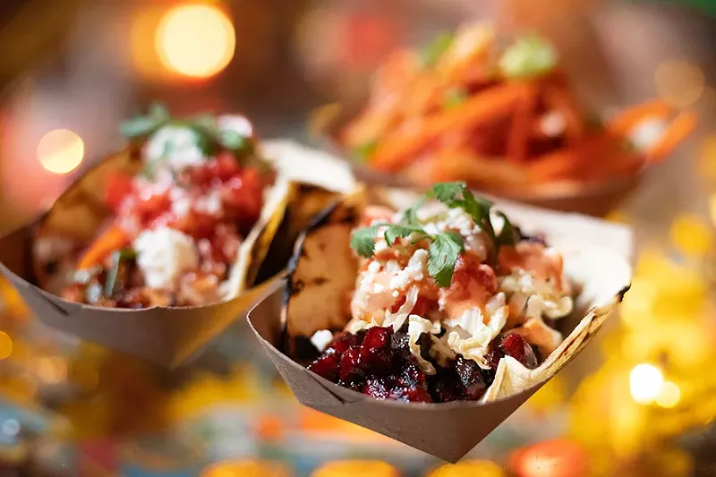 Tiny Chef’s char siu tofu taco with pico de gallo, queso fresco and a soy-sesame slaw. - MABEL SUEN