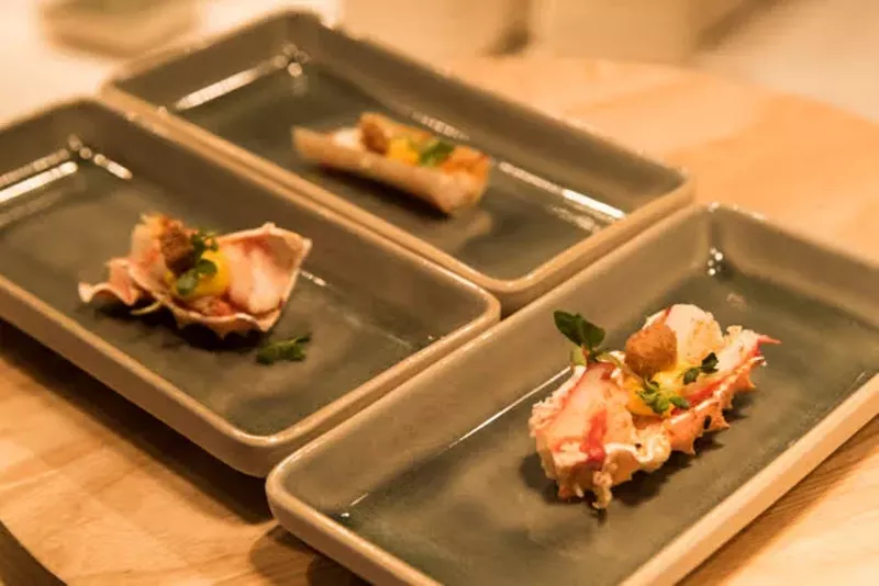Seafood small bites served at the grand opening. - TRENTON ALMGREN-DAVIS