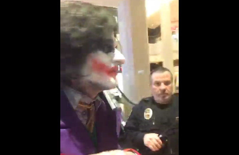 Supporters of Jeremy Garnier, 48, say he was only playing a character and wasn't really threatening anyone. - SCREENSHOT FROM VIDEO BELOW