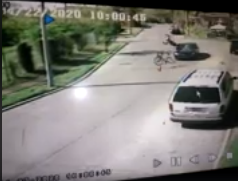 The video, which appears to have been captured by a home security camera, shows the moment of impact. - SCREENSHOT FROM THE VIDEO BELOW