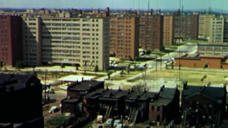 These buildings were razed in the 1970s but they still cast a long shadow across St. Louis. - SCREENGRAB VIA YOUTUBE
