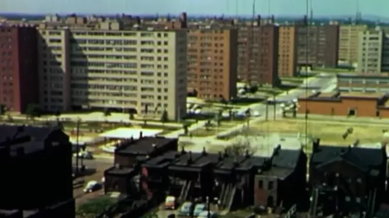 These buildings were razed in the 1970s but they still cast a long shadow across St. Louis. - SCREENGRAB VIA YOUTUBE