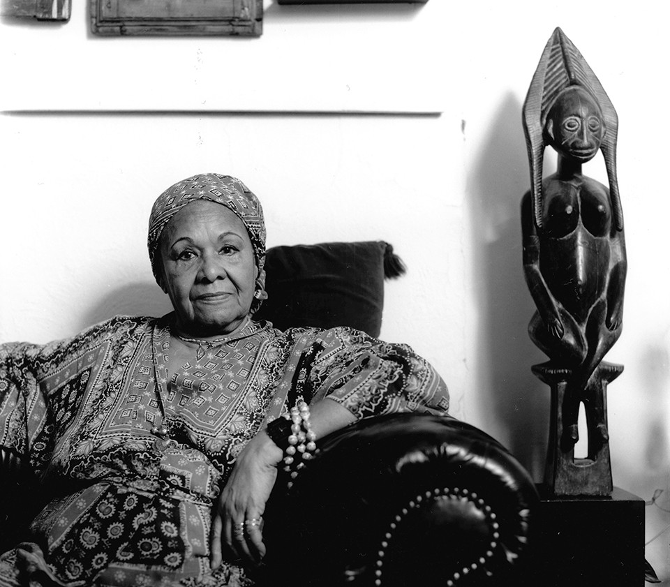 Katherine Dunham at home in East Louis in the mid 1980s. - MISSOURI HISTORICAL SOCIETY COLLECTIONS