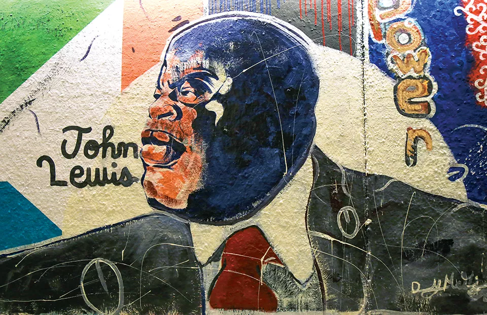 Danny McGinnist Jr.'s portrait of John Lewis. - NICHOLAS COULTER