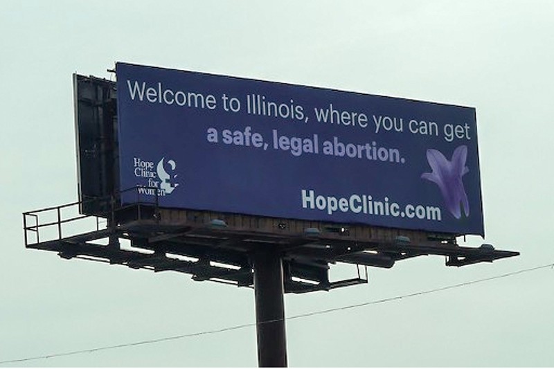 In 2019, the Metro East-area Hope Clinic For Women sponsored a billboard facing Missouri drivers on I-55/64: 