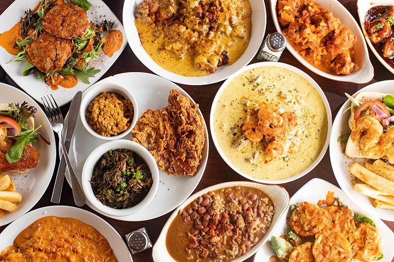 The considerable (and delicious) bounty at Creole with a Splash of Soul includes, Creole crab cakes, gumbo, Ronda’s house wings, catfish po’boy, fried pork-chop plate, shrimp and grits, shrimp po’boy, Creole catfish, red beans and rice, and fried green tomatoes. You can’t miss. - MABEL SUEN