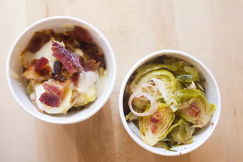 Sides include Brussels sprouts. - PHOTO BY MABEL SUEN
