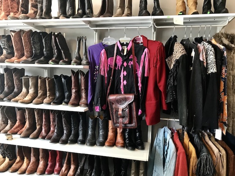 Cowboy boots on display at Found by the Pound. The shop opens April 22. - COURTESY OF RICK WOLF