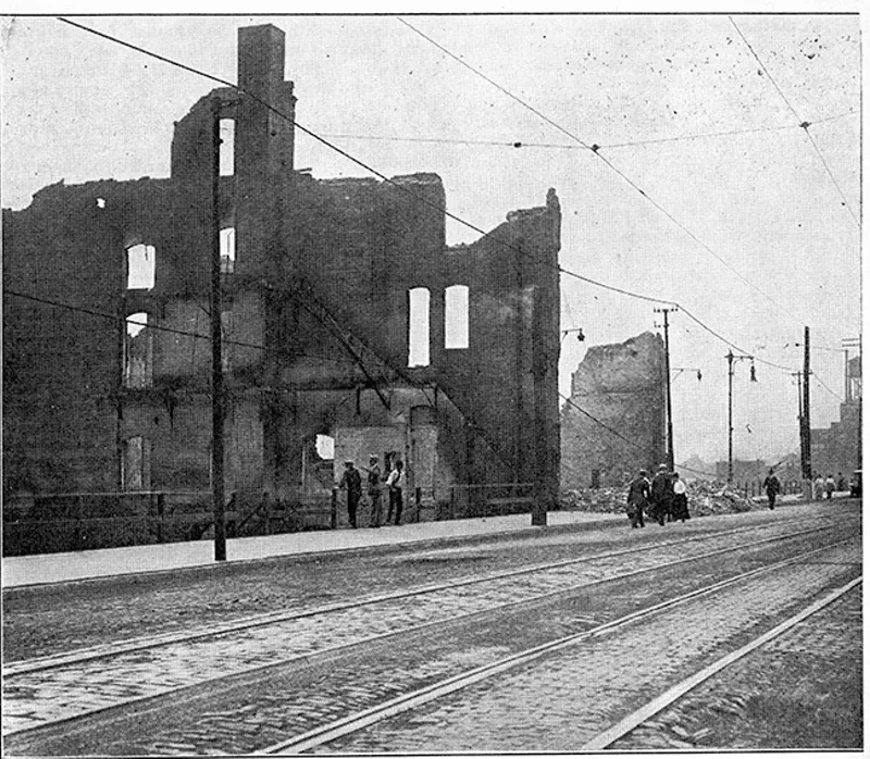 During the violence of July 2, officers used billy clubs to break photographers' cameras. Photos of the aftermath were published by the NAACP magazine The Crisis in September 1917. - PHOTO VIA THE CRISIS