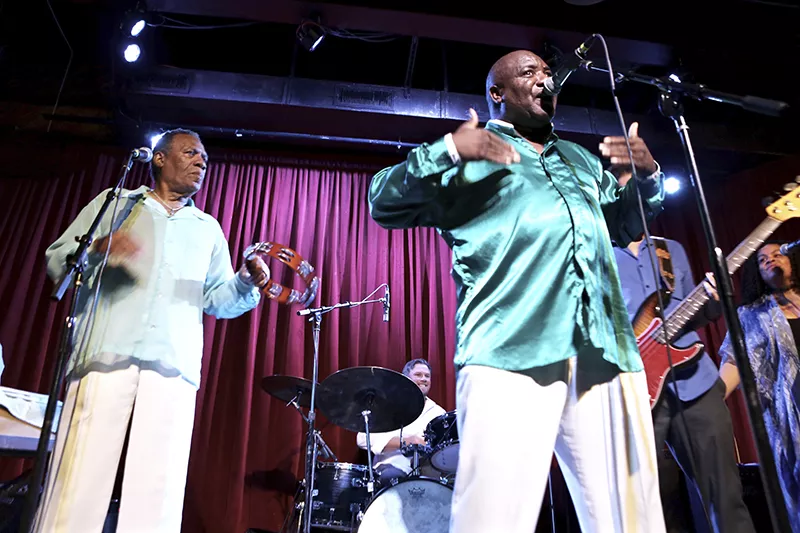Roland Johnson (left) and Gene Jackson take the stage at Off Broadway. - PHOTO BY NATE BURRELL