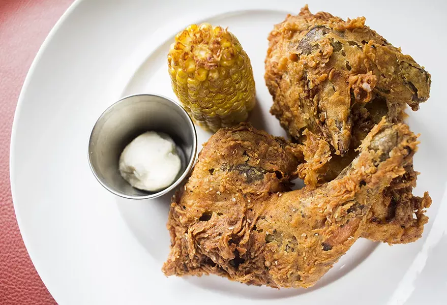 One highlight: the cherrywood smoked chicken with corn on the cob and smoked sea-salt butter. - PHOTO BY MABEL SUEN