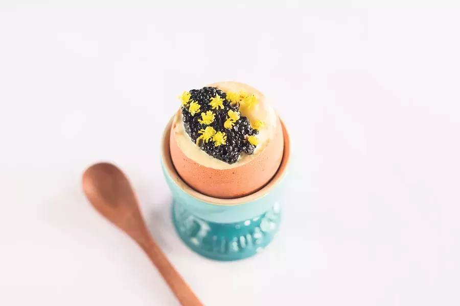 Egg with shitake, calamansi and osetra. - MABEL SUEN